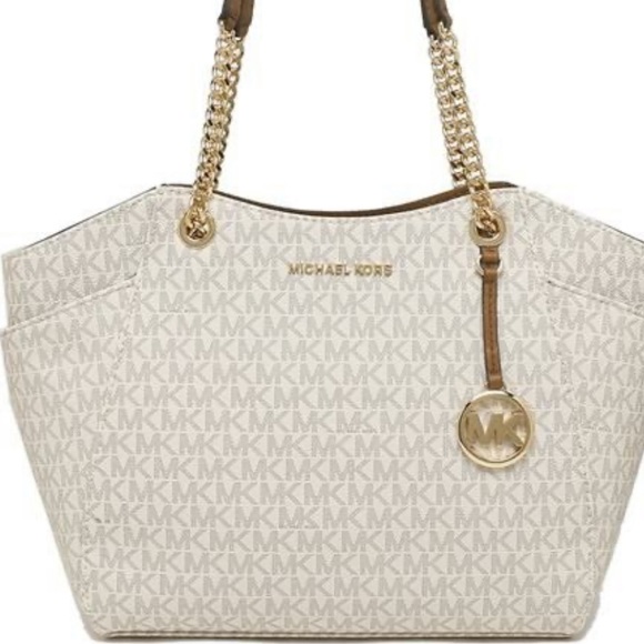 MICHAEL KORS LG CHAIN SHOULDER TOTE VANILLA - Picture 15 of 16